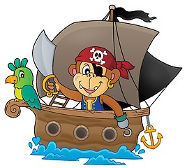 Image showing Boat with pirate monkey theme 1