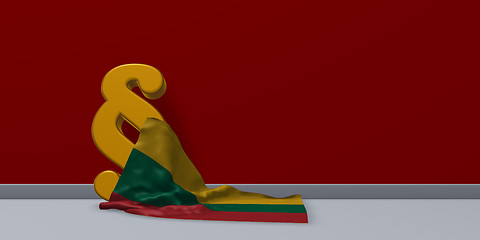 Image showing paragraph symbol and flag of Lithuania - 3d rendering