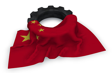 Image showing gear wheel and flag of china - 3d rendering