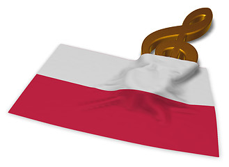 Image showing clef symbol and polish flag - 3d rendering