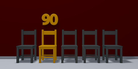 Image showing number ninety and row of chairs - 3d rendering
