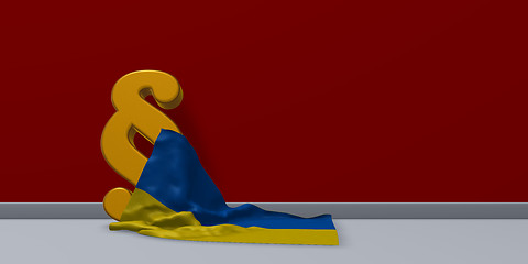 Image showing paragraph symbol and flag of the ukraine - 3d rendering