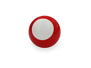 Image showing Pool ball white red isolated