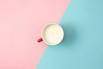 Image showing The top view of cup of yogurt