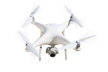 Image showing Unmanned Aircraft System (UAV) Quadcopter Drone Isolated on Whit