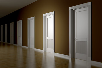 Image showing a room with seven doors to choose