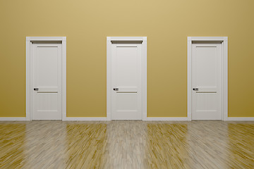 Image showing beige wall and three doors background