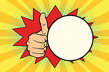 Image showing Thumb up gesture and a comic bubble