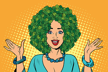 Image showing Eco woman hair green plants nature