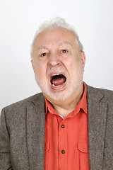 Image showing Elderly person crying aggressive