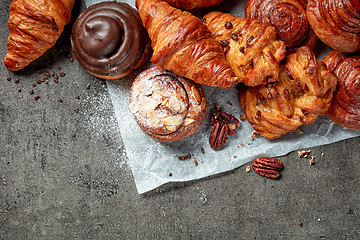 Image showing Various freshly baked pastries