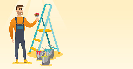 Image showing Painter with paint brush vector illustration.