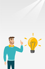 Image showing Student pointing at idea bulb vector illustration