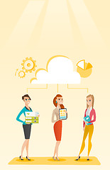 Image showing Business women and cloud computing technologies.