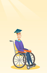 Image showing Graduate sitting in wheelchair vector illustration