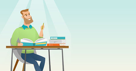 Image showing Student writing at the desk vector illustration.