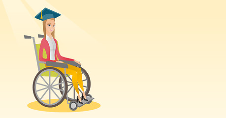 Image showing Graduate sitting in wheelchair vector illustration