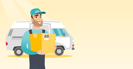 Image showing Delivery courier carrying cardboard boxes.