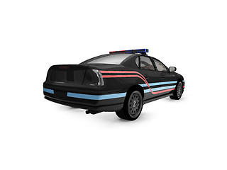 Image showing isolated black police car back view 01