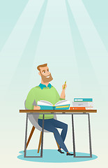 Image showing Student writing at the desk vector illustration.