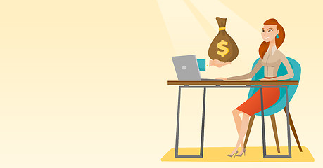 Image showing Businesswoman earning money from online business.