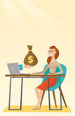 Image showing Businesswoman earning money from online business.