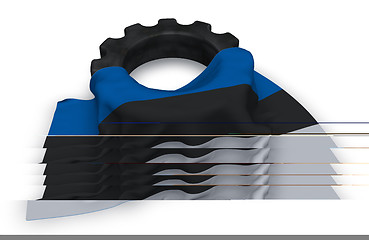 Image showing gear wheel and flag of estonia - 3d rendering