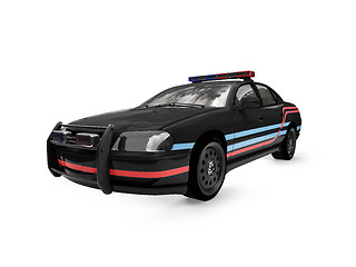 Image showing isolated black police car front view 01