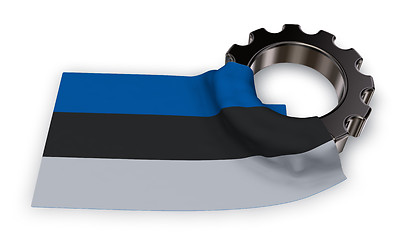 Image showing gear wheel and flag of estonia - 3d rendering