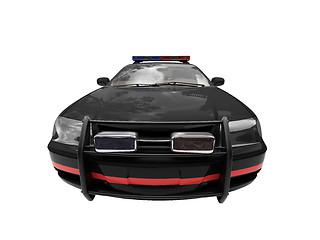 Image showing isolated black police car front view 02