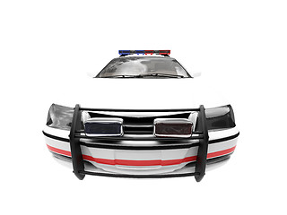 Image showing isolated police white car front view 02