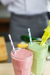 Image showing Crop shot of chef and smoothies