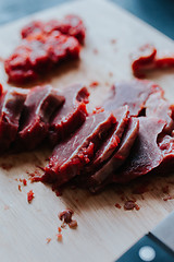 Image showing Chopped meat on cutting board