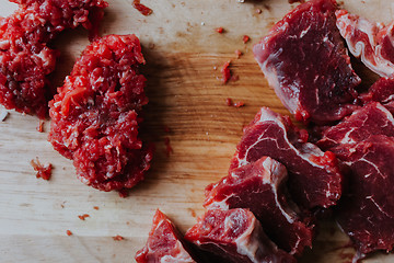 Image showing Chopped meat on cutting board