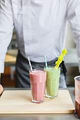 Image showing Crop shot of chef and smoothies