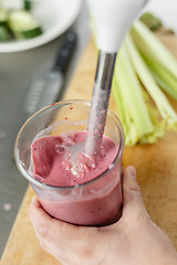 Image showing Crop shot of chef making smoothie