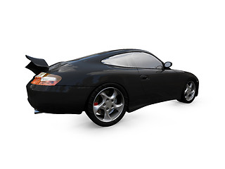 Image showing isolated black super car back view