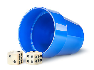 Image showing Gaming dice and cup