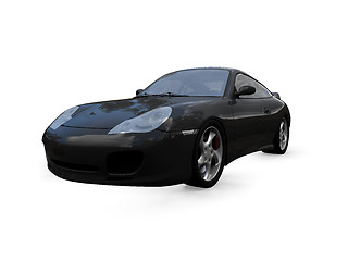 Image showing isolated black super car front view 01