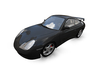 Image showing isolated black super car front view 03