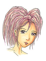 Image showing Young girl portrait in cartoon style over white background