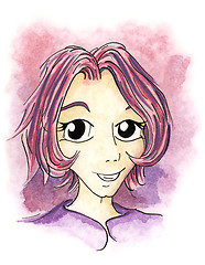 Image showing Girl portrait in cartoon style