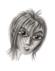 Image showing Girl portrait in cartoon style