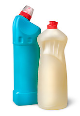 Image showing Two plastic bottles of disinfectant near