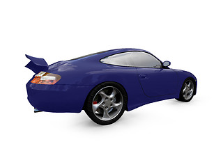 Image showing isolated blue super car back view