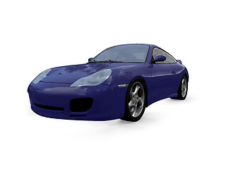 Image showing isolated blue super car front view 01.jpg