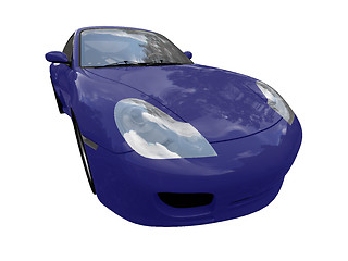 Image showing isolated blue super car front view 02