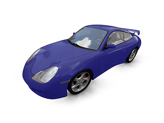 Image showing isolated blue super car front view 03