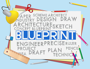 Image showing Blueprint Words Means Designer Design And Architectural