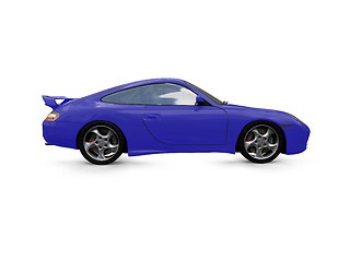 Image showing isolated blue super car side view